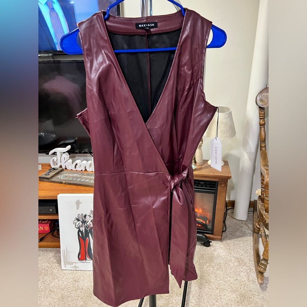 NWT Max & Ash faux leather wrap dress